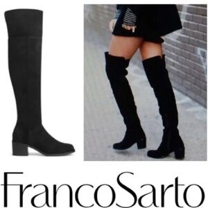 Franco Sarto Suede Black Over-the-Knee Boots